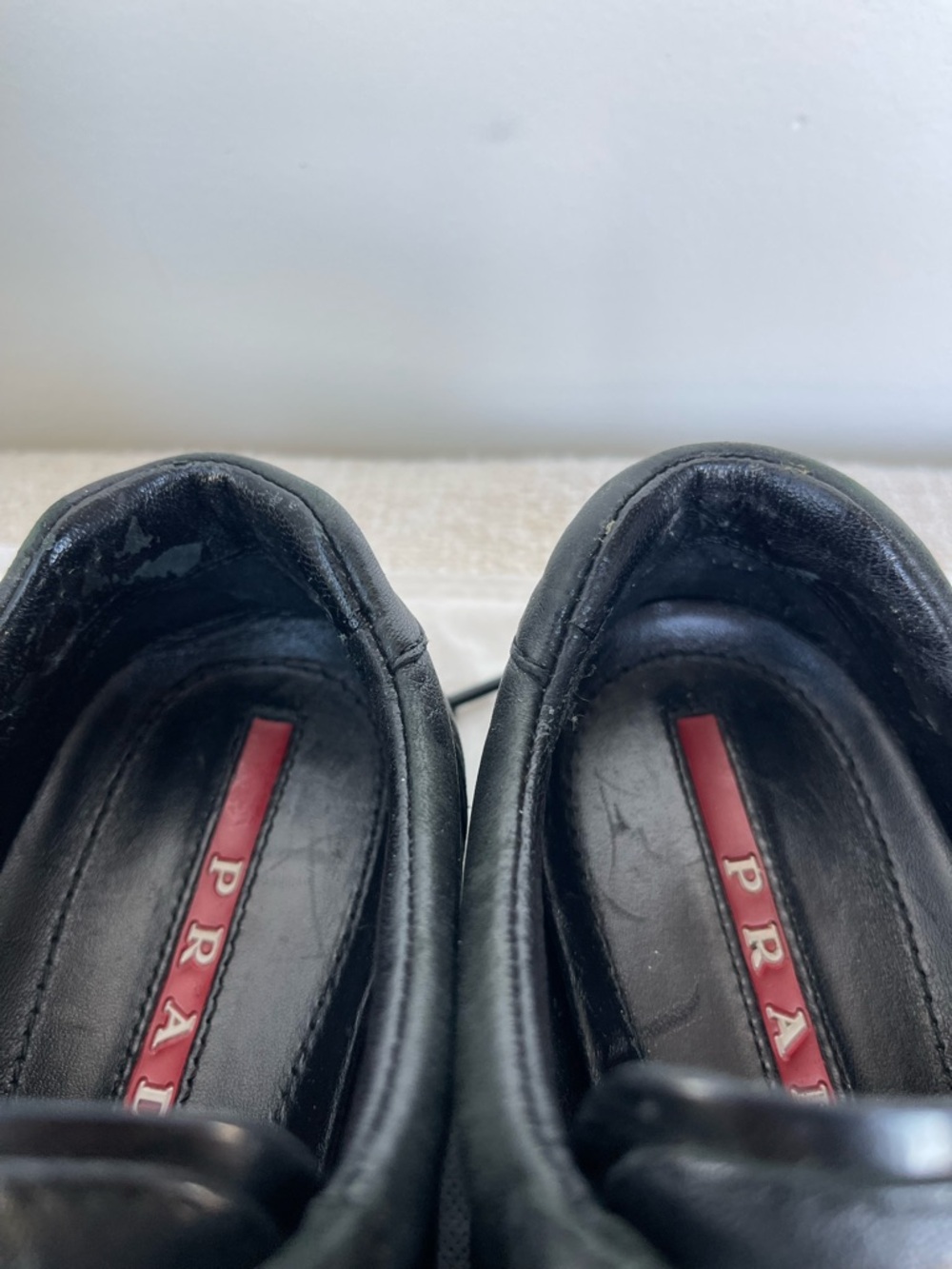 Prada Montecarlo Logo Plaque Black Leather Low-Top Lace Up Trainers 35.5 - Picture 11 of 15